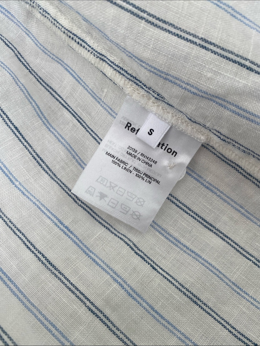 Reformation Preston Linen Shirt in Blue Jersey Stripe - Picture 6 of 11